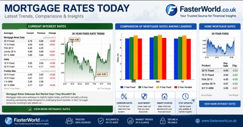 Mortgage rates comparison with loan offers and home financing documents