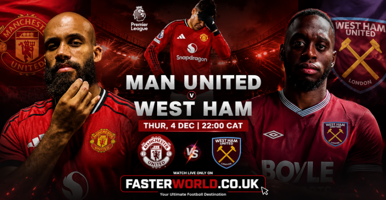 West Ham vs Man United Premier League match at London Stadium.